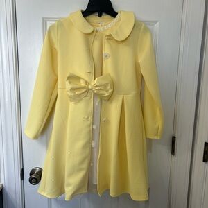 2 piece Yellow Bow Detail Coat and Dress